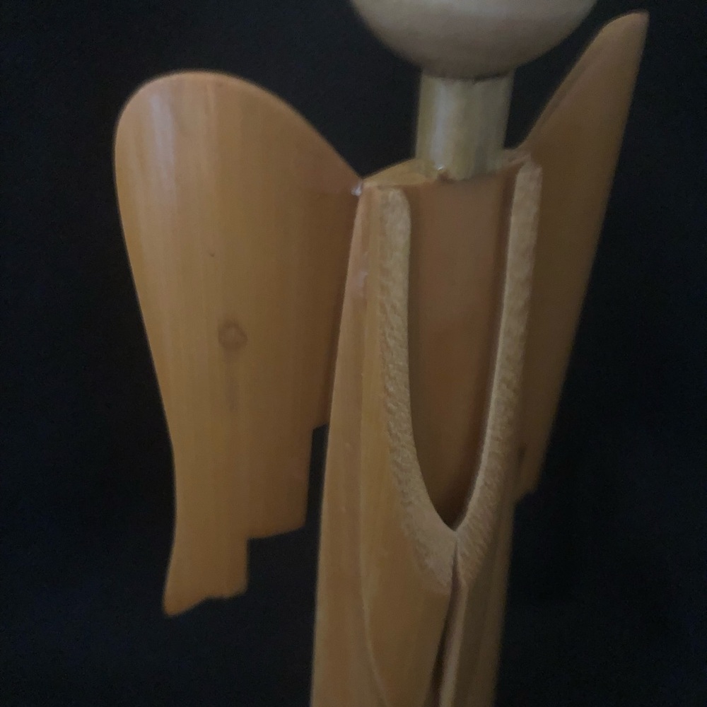 Vintage Hand-Carved Bamboo Angel – Made in Korea – 6.5” Tall - Picture 5 of 9